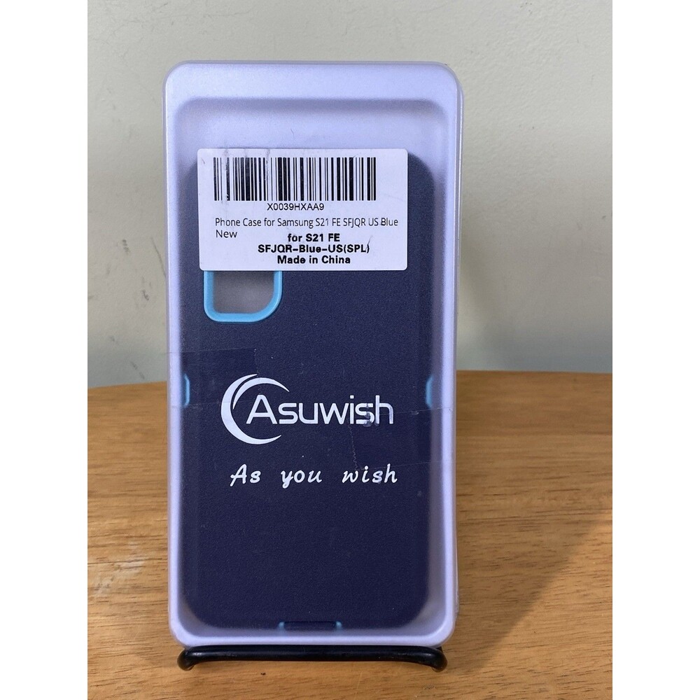 Asuwish Black Blue Phone Case for Samsung S21 FE Shockproof Cover / Accessory